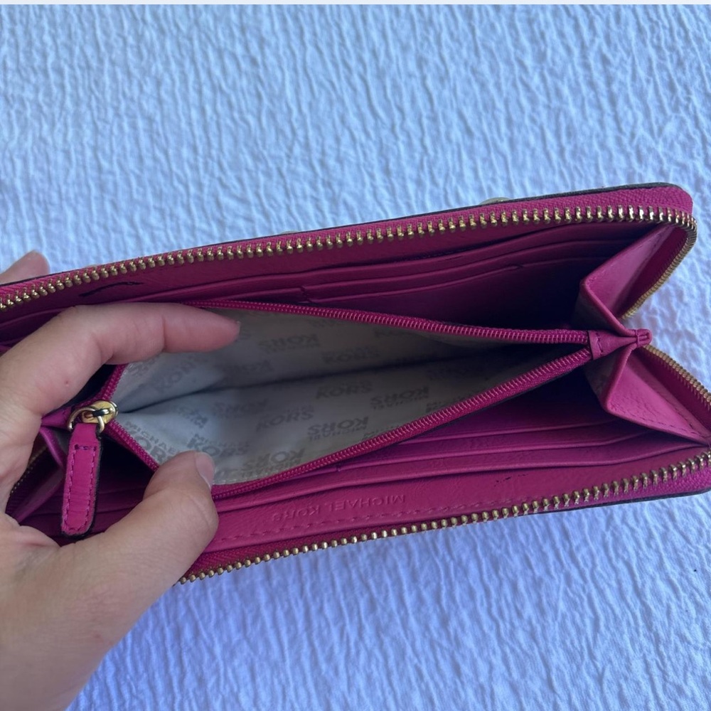 Michael Kors Fuchsia and Brown Logo Wallet - Picture 8 of 8